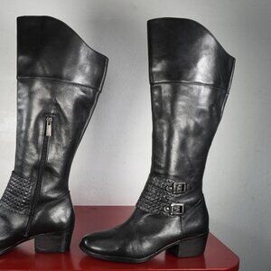 Women's Vince Camuto Black Leather Knee High Long Fashion Riding Boots 8